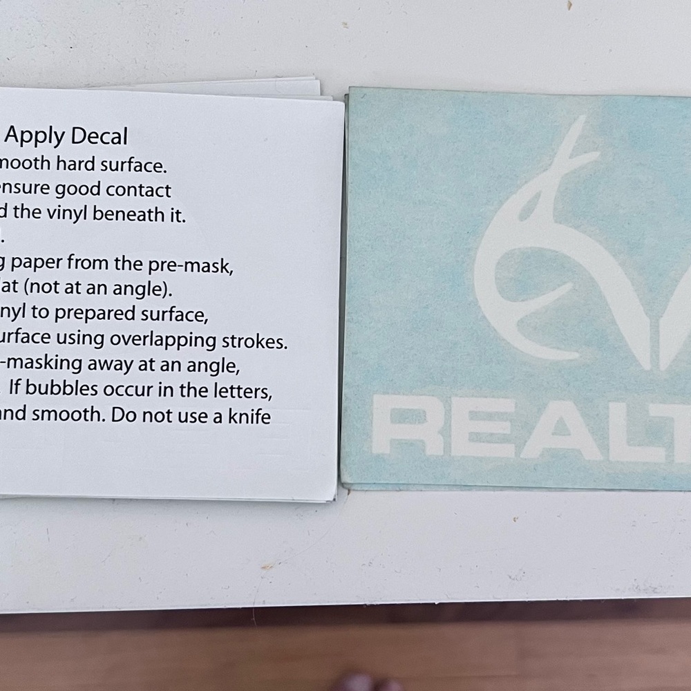 Set of 4 RealTree White Decal Window Stickers NEW ❤️